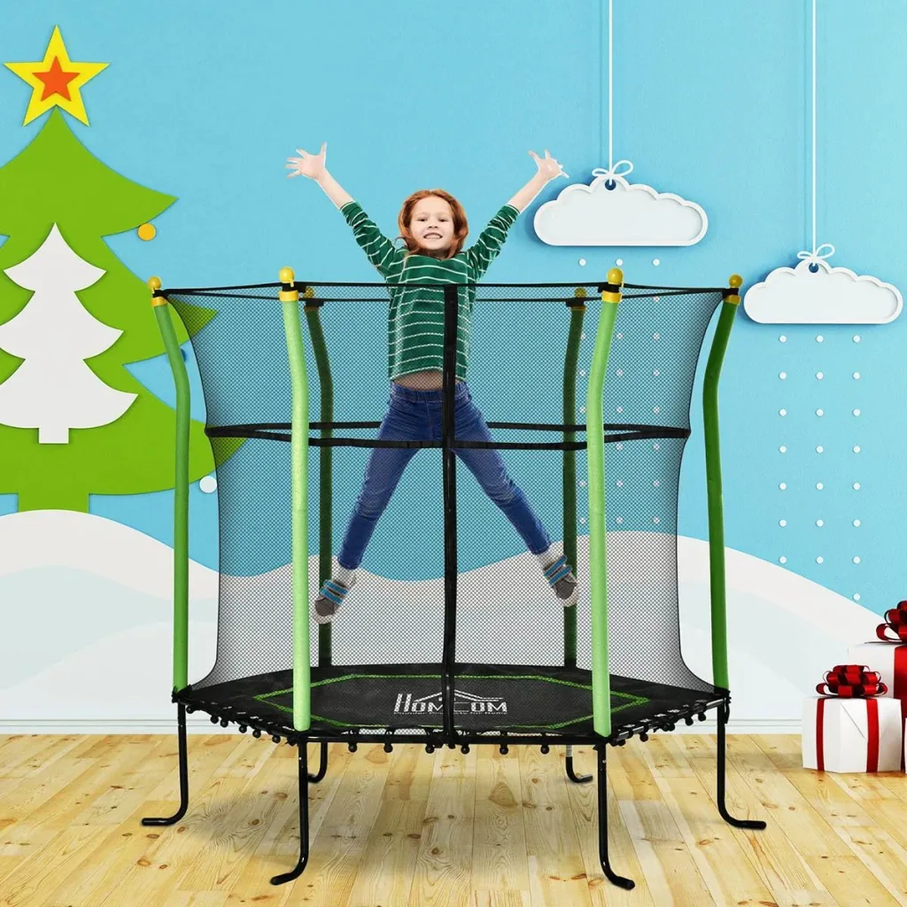 Trampolin für Kinder mit Sicherheitsnetz Stahl grün 163,5H cm bis zu 60 kg