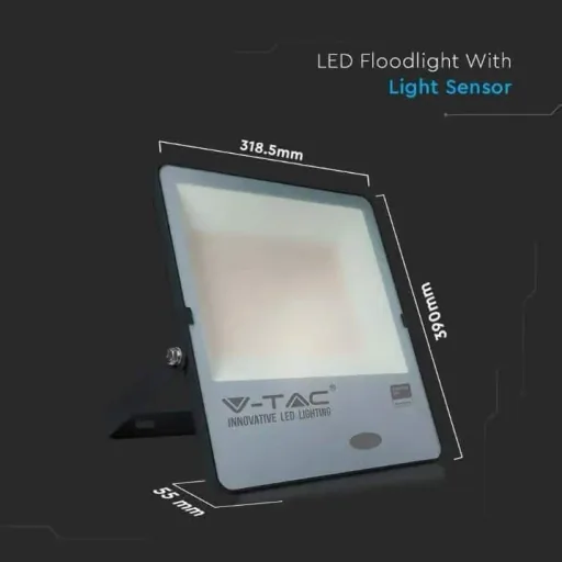 VT-167S LED-Flutlicht mit Tag/Nacht-Sensor - 150 W - 15000 Lm - 6500K - schwarz
