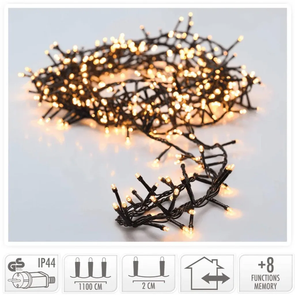 2x Weihnachtsbaum Lichter 11 Meter Warm Weiß - 560LED für Innen und Außen