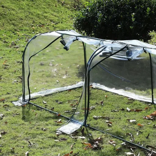 Folientunnel mit 3 Türen transparent/dunkelgrün