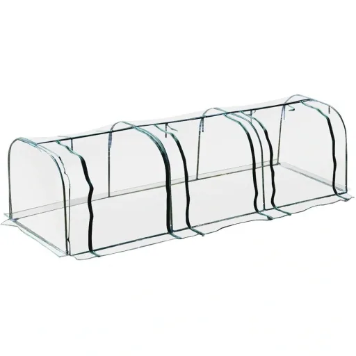 Folientunnel mit 3 Türen transparent/dunkelgrün