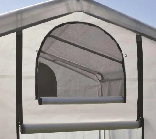 ShelterLogic Gewächshaus 4,32 m² Weiß, 180×240 cm – Foliengewächshaus mit Aufrolltür & Lüftung, wetterfest