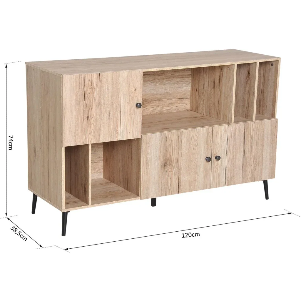 Kommode Sideboard Aufbewahrungsschrank 8 Fächer Eiche