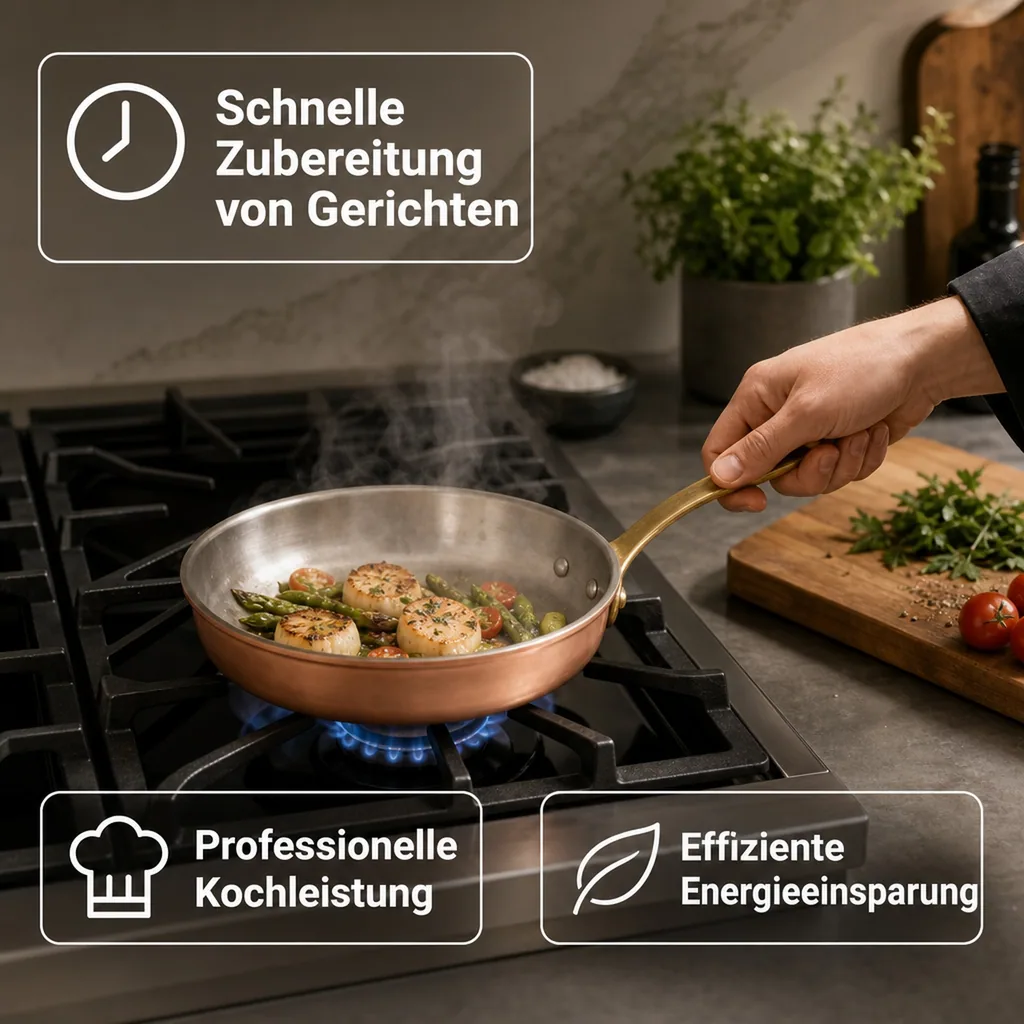 Bratpfanne, Kupferpfanne - aus Kupfer und Messing, 20cm