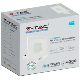 VT-158S LED-Flutlicht mit Sensor - 50 W - 4000 Lm - 3000K - Weiß