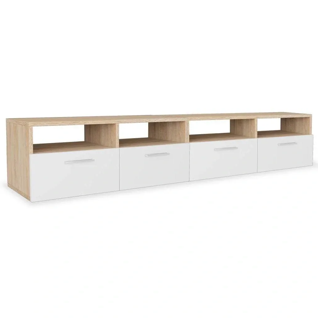 TV-Möbel 95x35x36 cm Spanplatte Eiche Farbe weiß 2 Stück