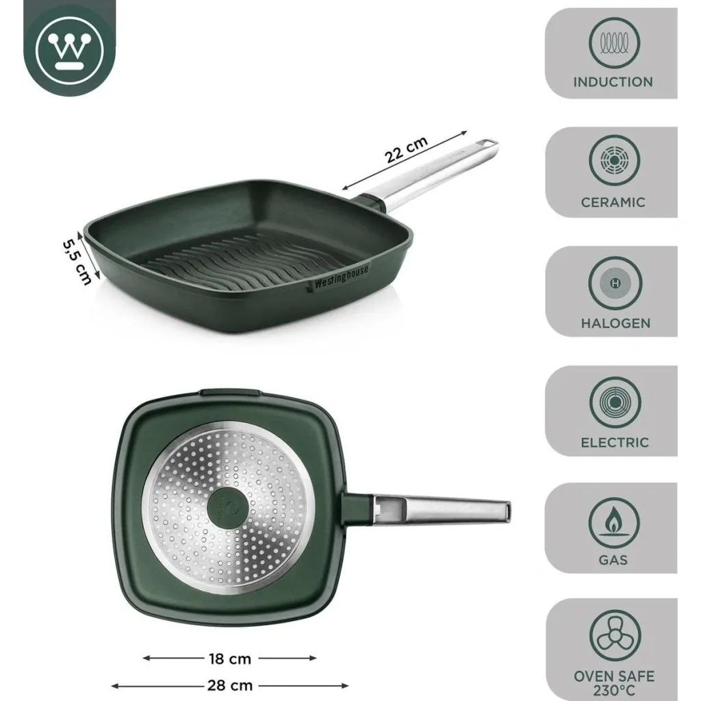 Performance Series Topfset - Grillpfanne 28 cm + Bratpfanne 28 cm - Grün