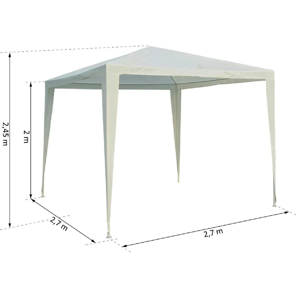Gartenpavillon Partyzelt Gartenzelt Festzelt Klicksystem 90 g/m² PE-Plane Stahl Weiß 2,7 x 2,7 m