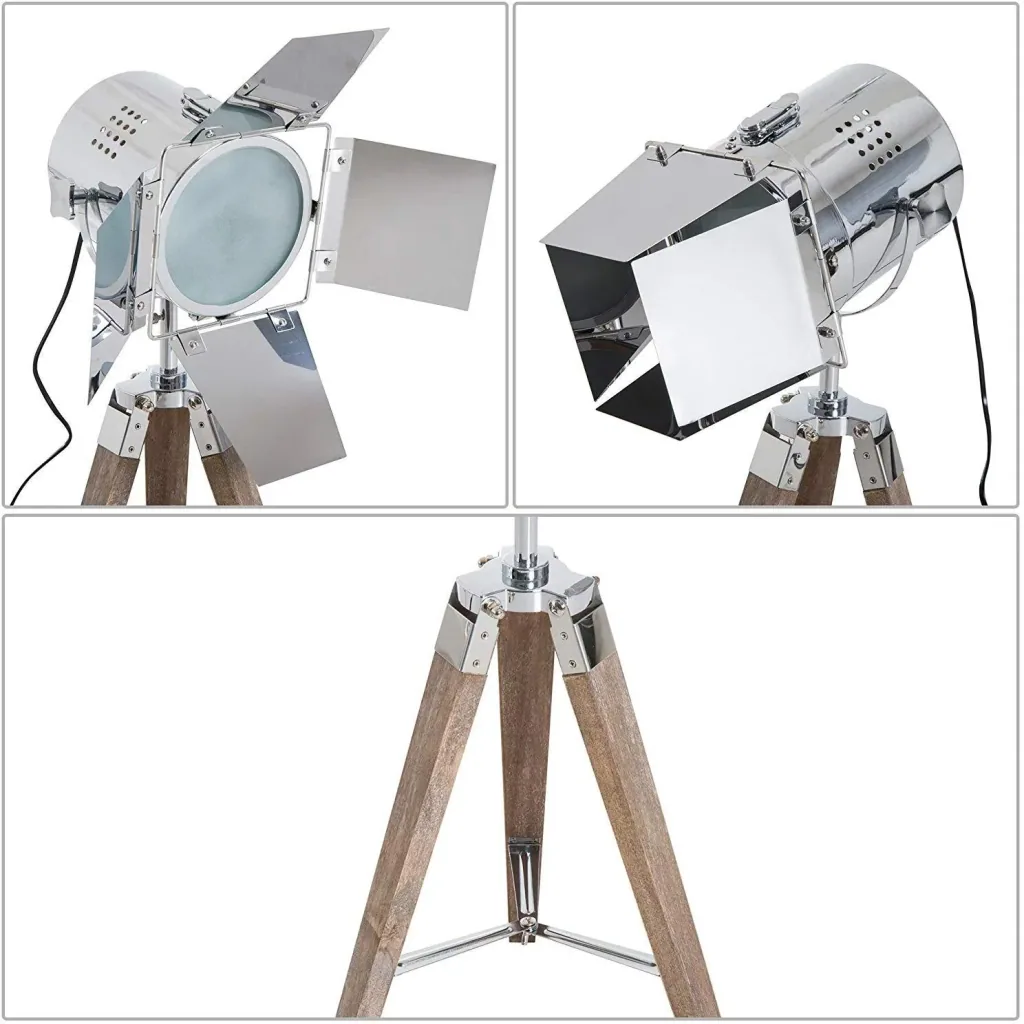 Tischlampe Silber Tischleuchte Dreibein Retroleuchte E14