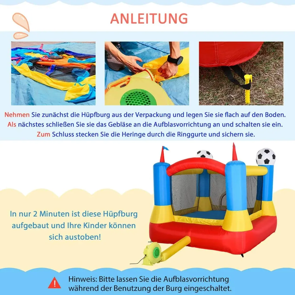 Kinderhüpfburg im Fußballmotiv bunt