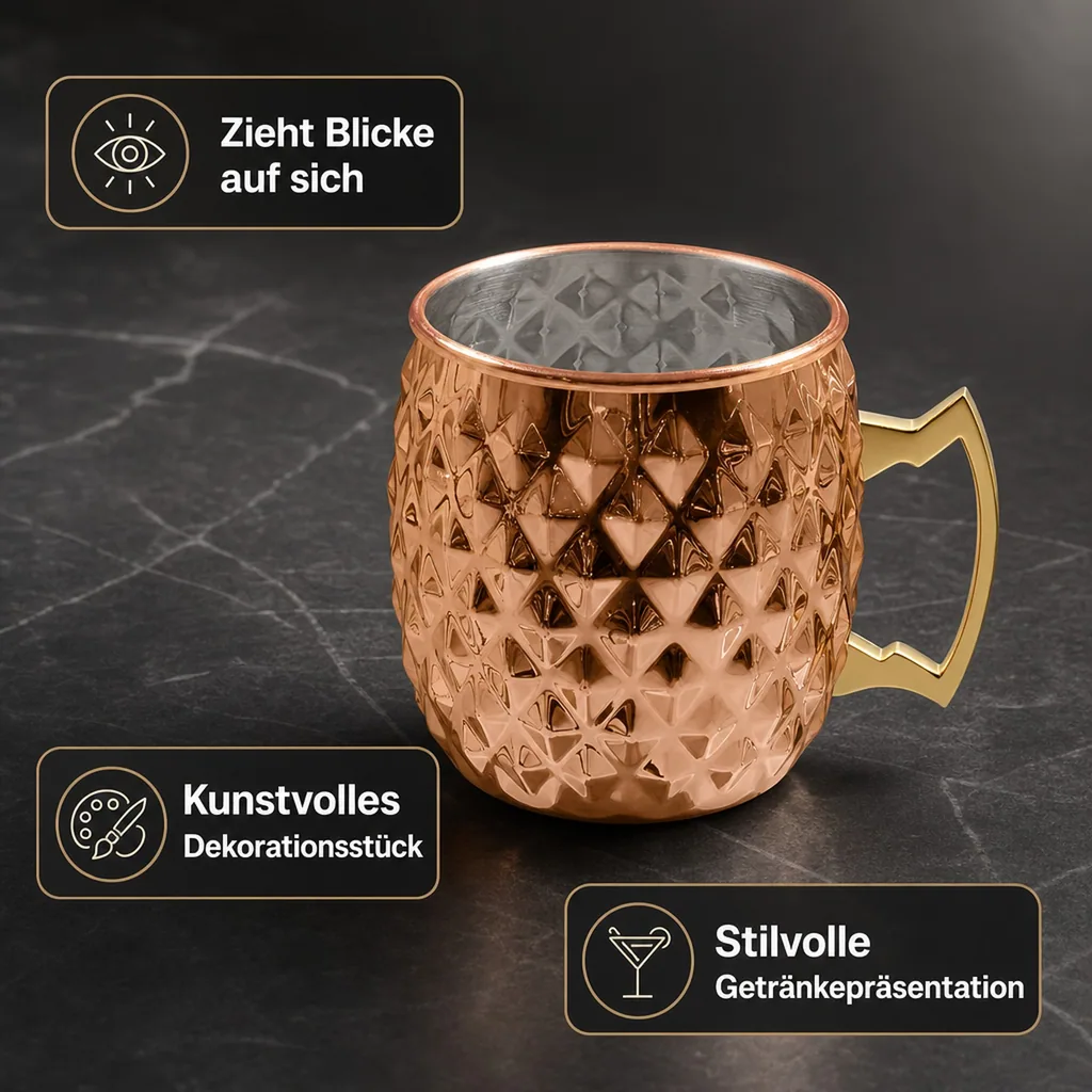 Becher, Tasse - Diamond Moscow Mule, Kupfer, 550 ml