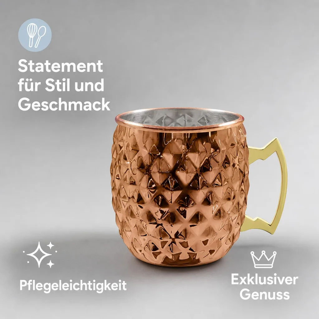 Becher, Tasse - Diamond Moscow Mule, Kupfer, 550 ml