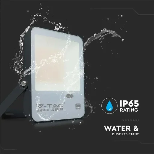 VT-37S LED-Flutlicht mit Tag/Nacht-Sensor - 30 W - 3000 Lm - 3000K - schwarz