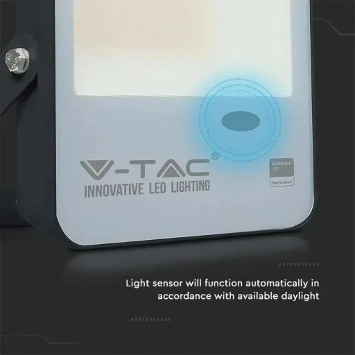 VT-37S LED-Flutlicht mit Tag/Nacht-Sensor - 30 W - 3000 Lm - 3000K - schwarz