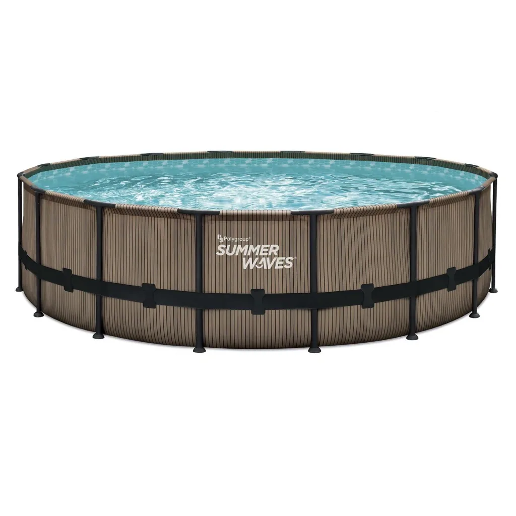 Summer Waves Elite Frame Pool Ø488 x 122 cm, Teak-Optik