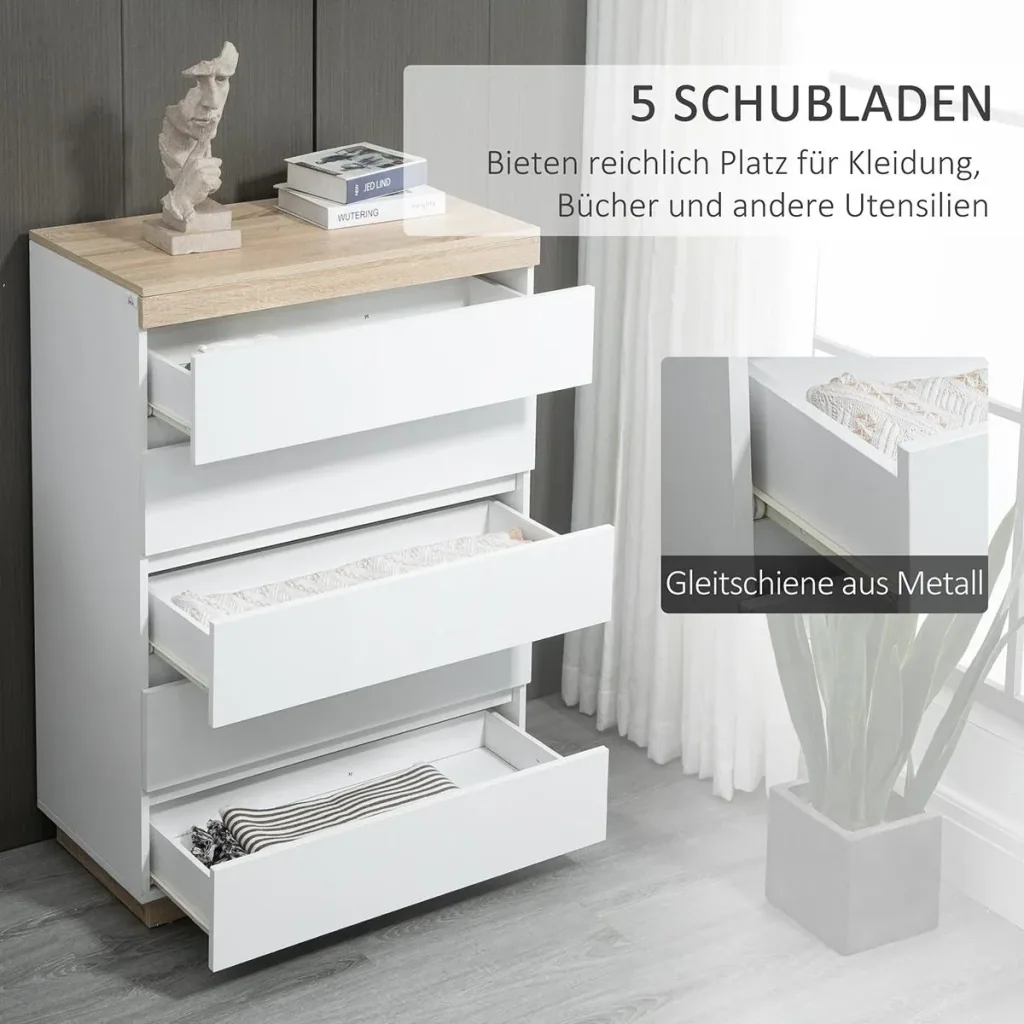 Druckertisch, Druckerständer, Bürowagen, Rollwagen mit Schublade+2 Ablagen+CPU-Ständer, Spanlatte, Schwarz, 60 x 40 x 68