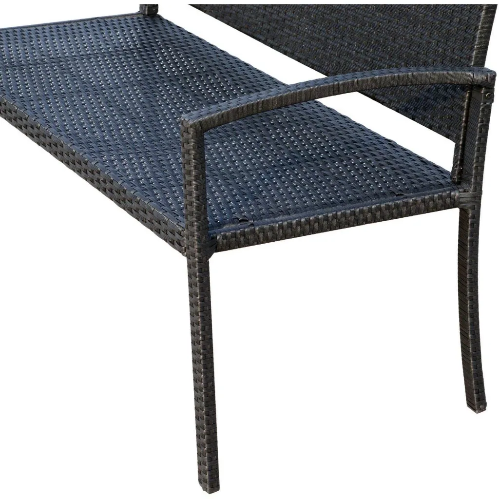 Polyrattan Gartenbank Sitzbank 2-Sitzer Stahl Schwarz