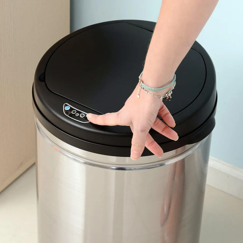Edelstahl Mülleimer 50L Automatik Sensor IR mit Inneneimer rund