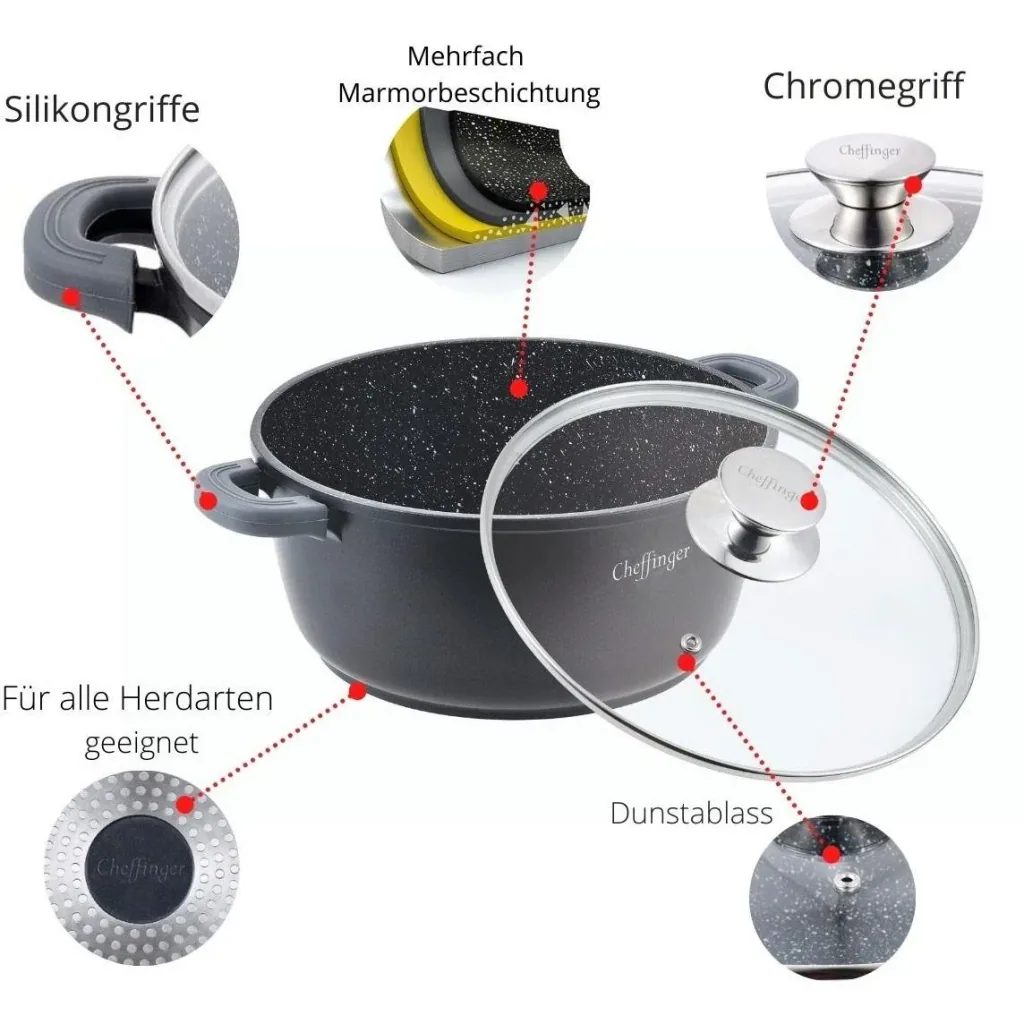 Cheffinger Kochtopf / Tiefer Topf mit Deckel - 24cm