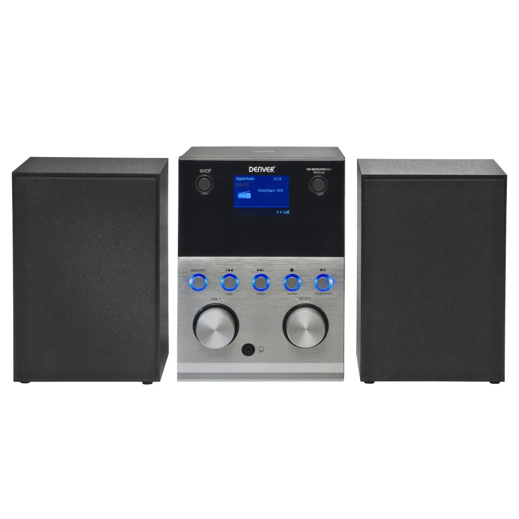 DAB+ und UKW Micro-Stereoanlage mit Bluetooth, USB Ladebüchse und USB MP3 Wiedergabe