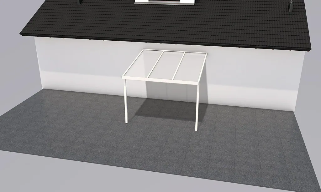 Terrassendach Premium, weiß, 3094 x 3060 mm - Polycarbonat Stegplatten 16 mm, opal