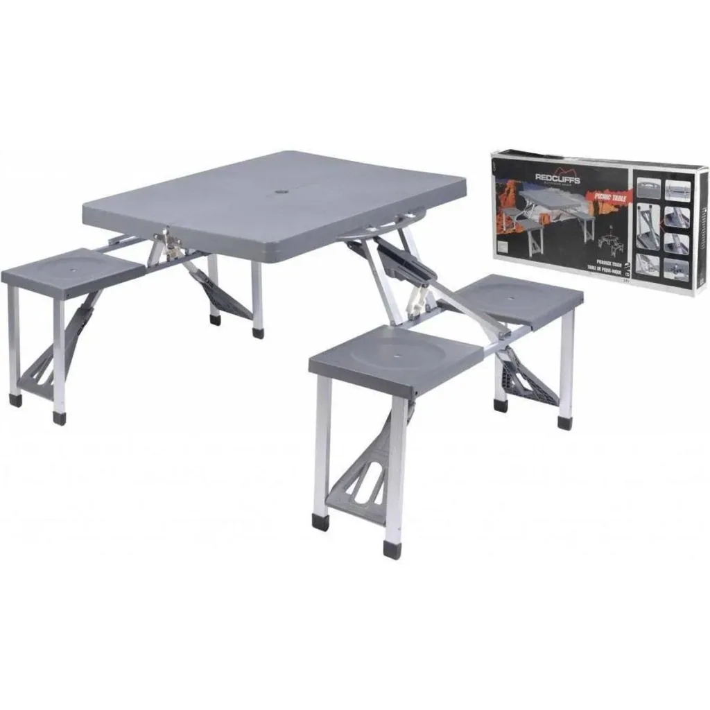 Zusammenklappbarer Picknicktisch - 84cm x 66cm x 134cm - Grau