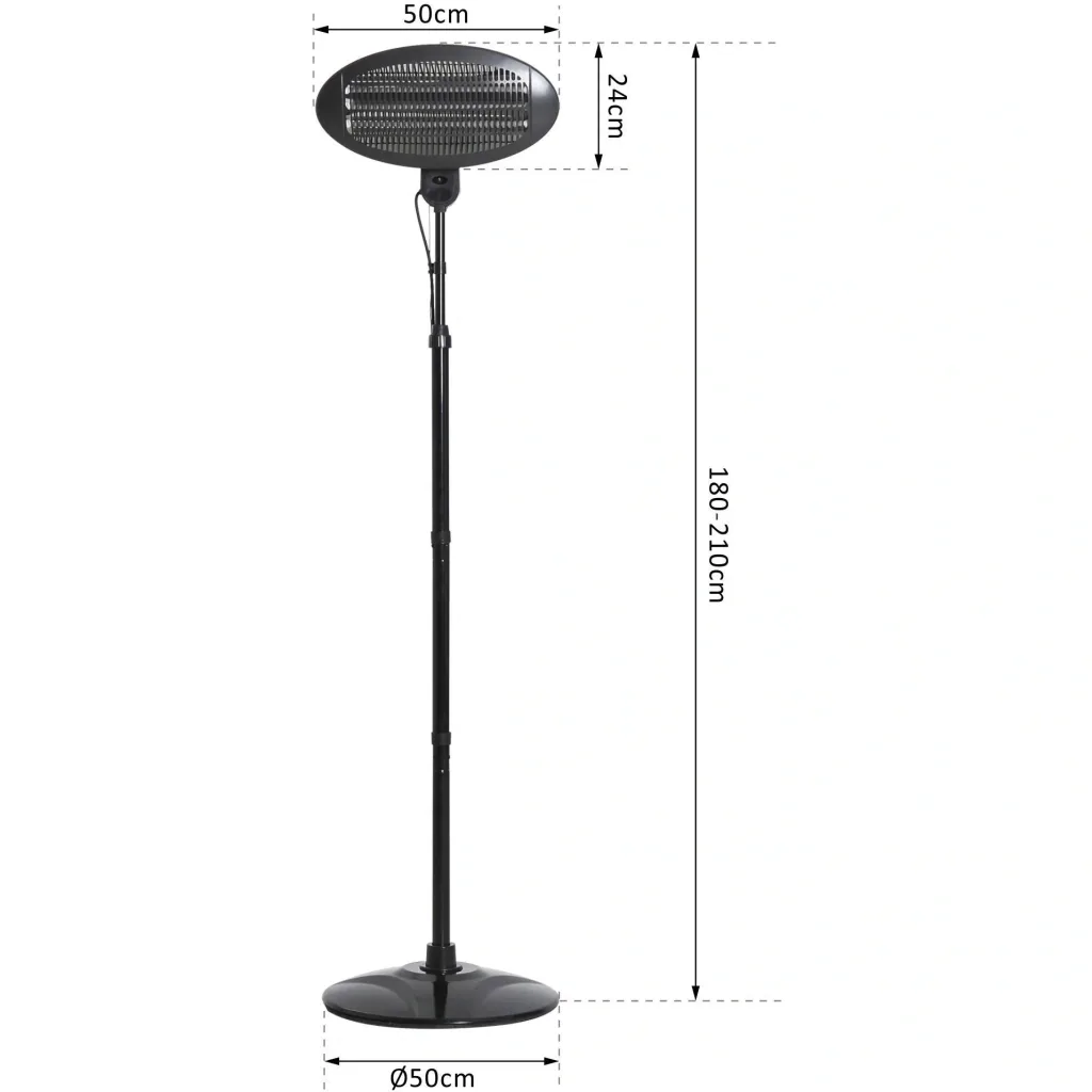 Heizstrahler Terrassenheizer elektrisch 650W/1300W/2000W L50 x B50 x H(180-210) cm