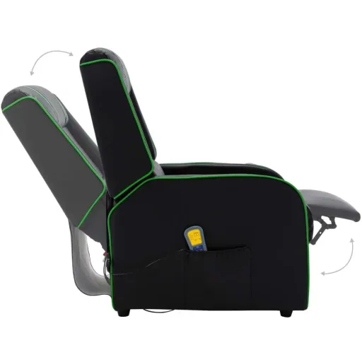Massagesessel verstellbar Kunstleder schwarz und grün