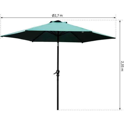 Sonnenschirm Gartenschirm mit Handkurbel Alu 180/? Polyester Grün ?2,7 x 2,35 m