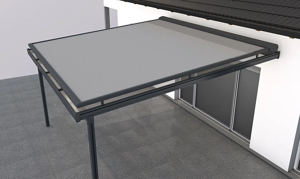 Aufdachmarkise San Remo, 4 x 4 m, Farbe anthrazit, Stoff 314028