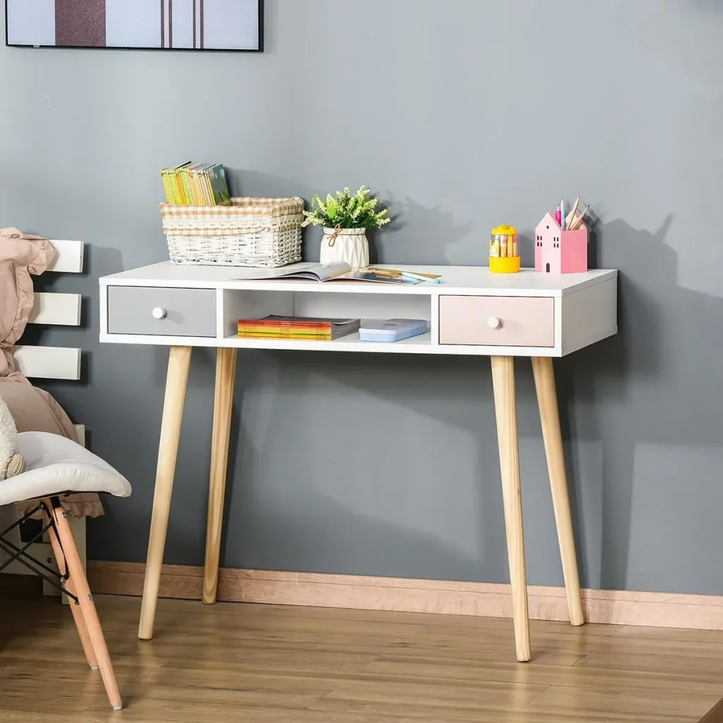 Kinder Schreibtisch mit Schublade mehrfarbig Kindertisch mit Kieferfischbeine 100 x 48 x 76,5 cm