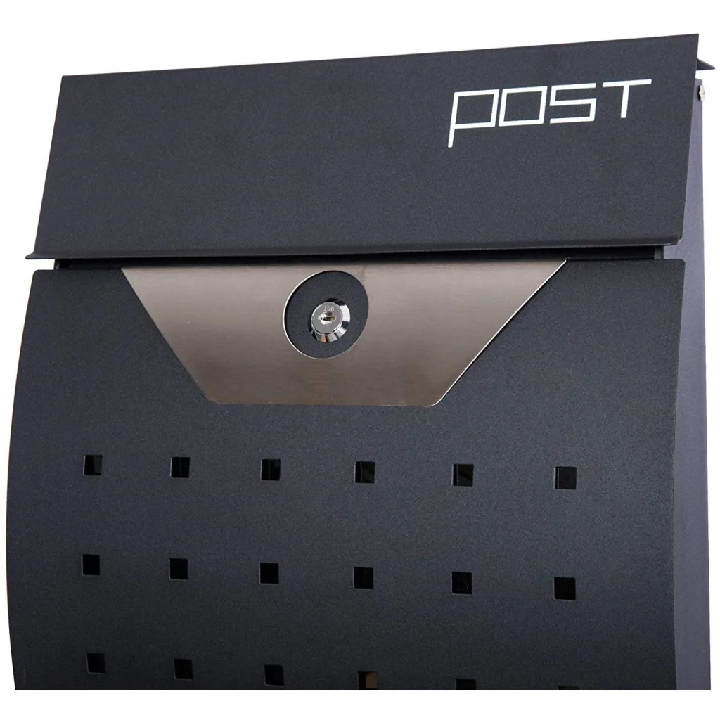 Briefkasten Postkasten mit Zeitungsfach abschließbar 2 Schlüssel Stahl Schwarz
