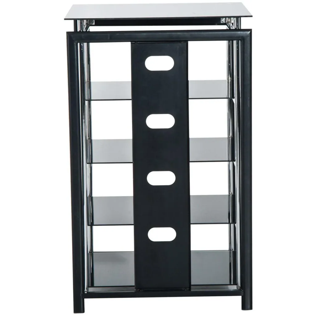 HiFi Rack Mediaständer 3 Fächer Metall Hartglas Schwarz
