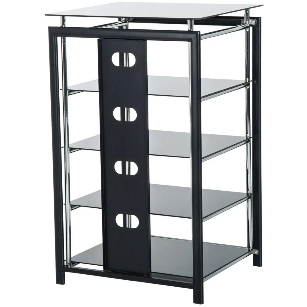 HiFi Rack Mediaständer 3 Fächer Metall Hartglas Schwarz