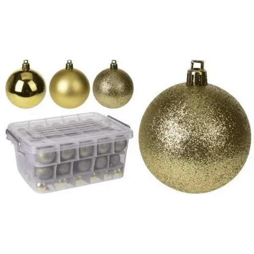 Weihnachtskugeln - 70 Kugeln - mit Aufbewahrungsbox - Kunststoff / Kunststoff - Gold