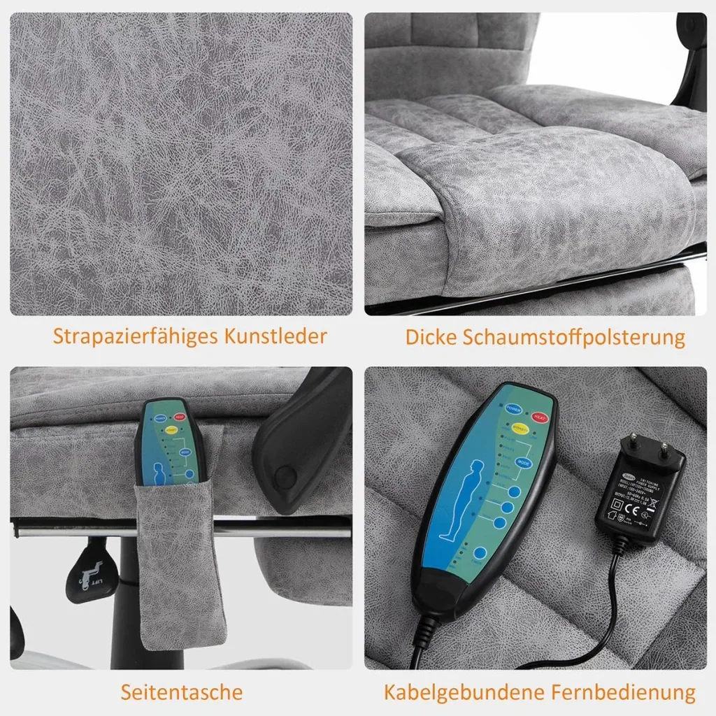 Bürostuhl mit Massage und Heizfunktion grau