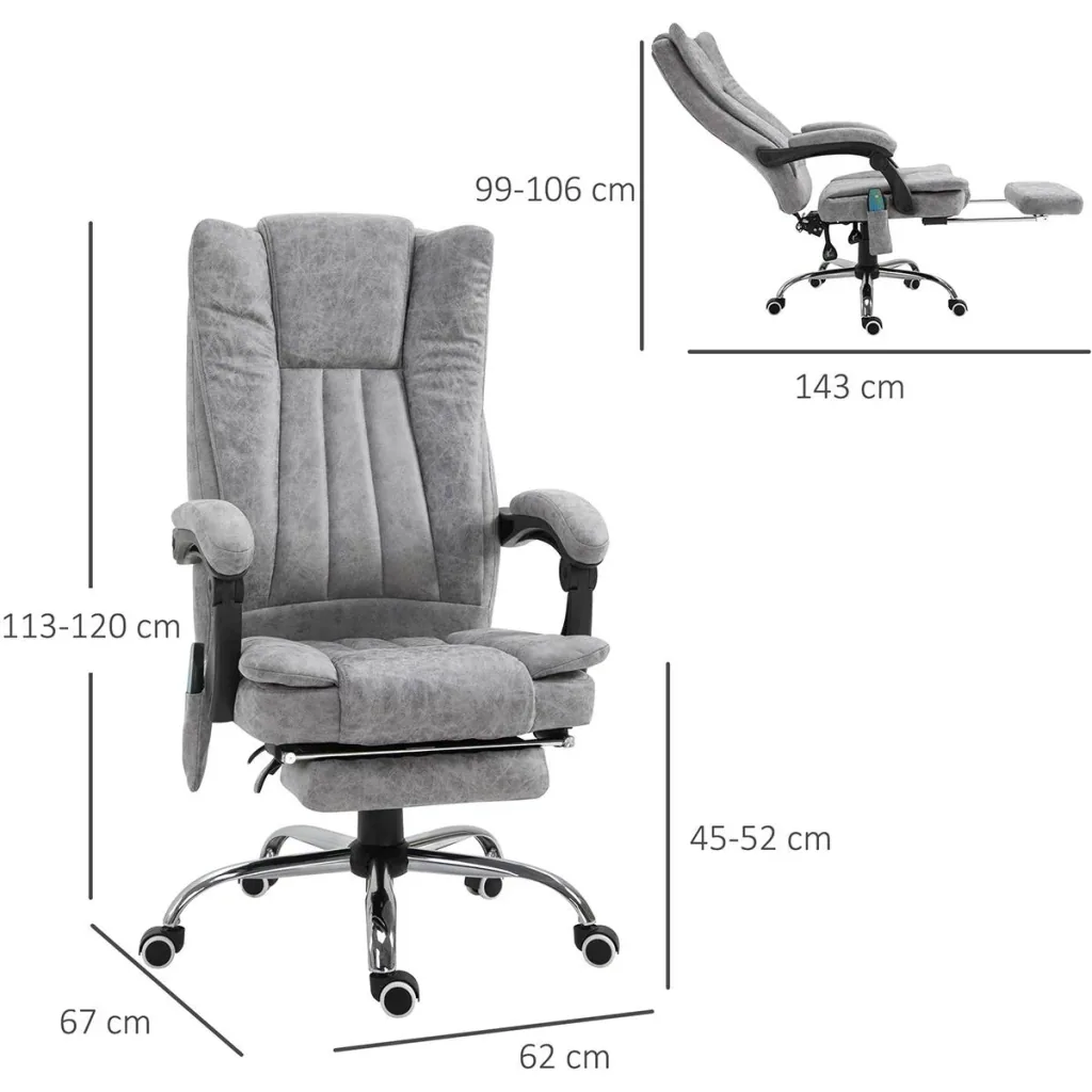Bürostuhl mit Massage und Heizfunktion grau