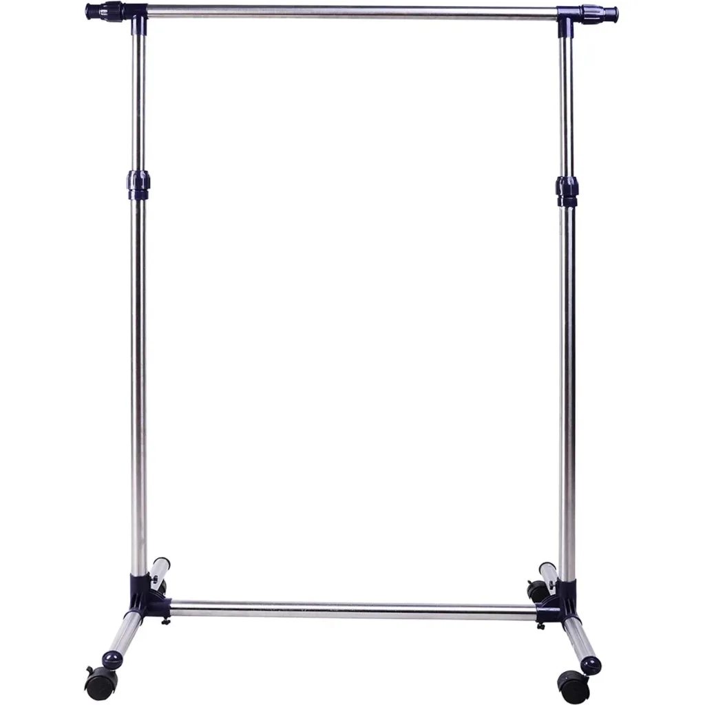 Garderobenständer Edelstahl Kleiderständer rollbar Breite und Höhe verstellbar