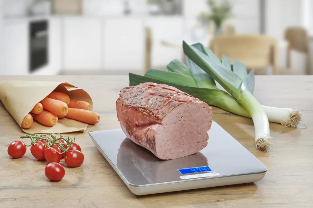 Küchenwaage, 20 kg, Edelstahl mit großer Leuchtanzeige