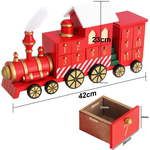 Adventskalender-Lokomotive mit Schubladen zum Selbstbefüllen