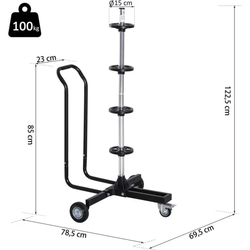Reifenständer Reifenwagen Felgenbaumwagen felgenschonend fahrbar Schwarz 4 Reifen 240 mm
