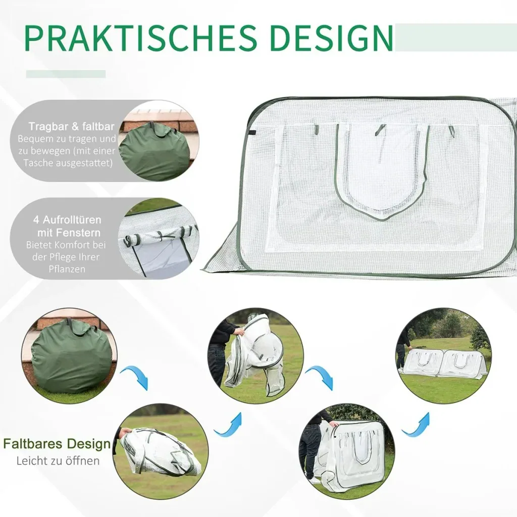 Pop up-Gewächshaus mit Tragetasche weiß