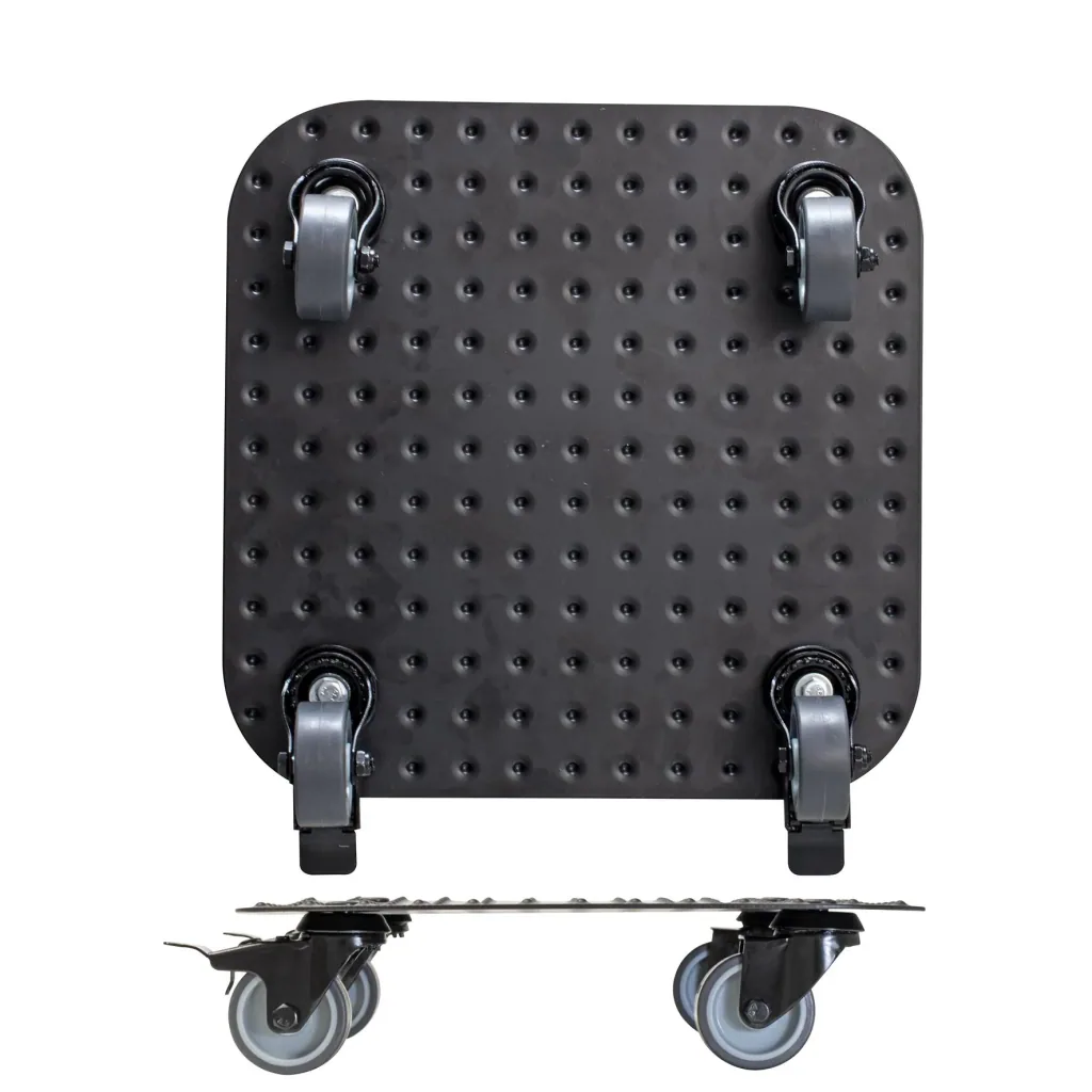Multi Roller MR 7008, 29 x 29 x 7,5 cm, softe Rollen Ø 50 mm, Gleitlager, 2 Bremsen, Alu Riffelblech, Tragkraft 150 kg