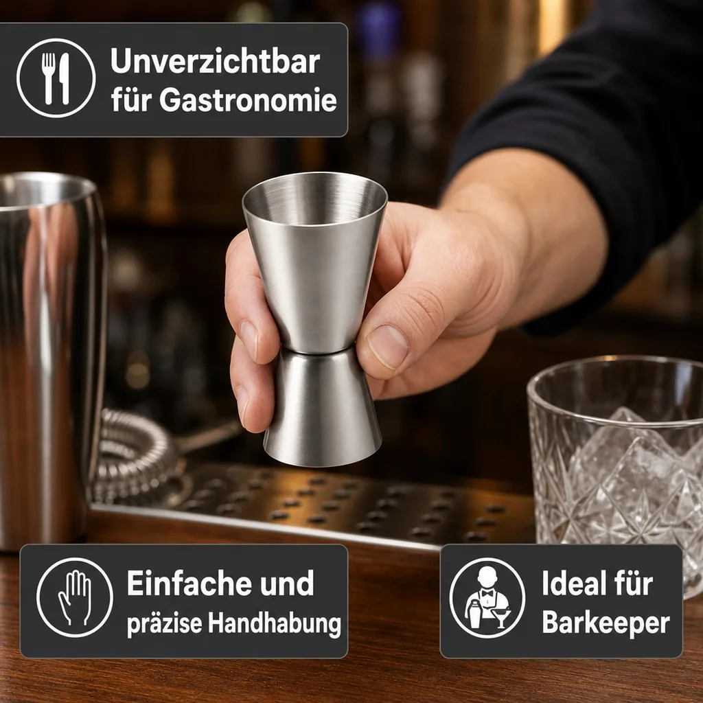 Jigger, Cocktail Messbecher - Edelstahl (20/40 ml), Bar & Gastronomie