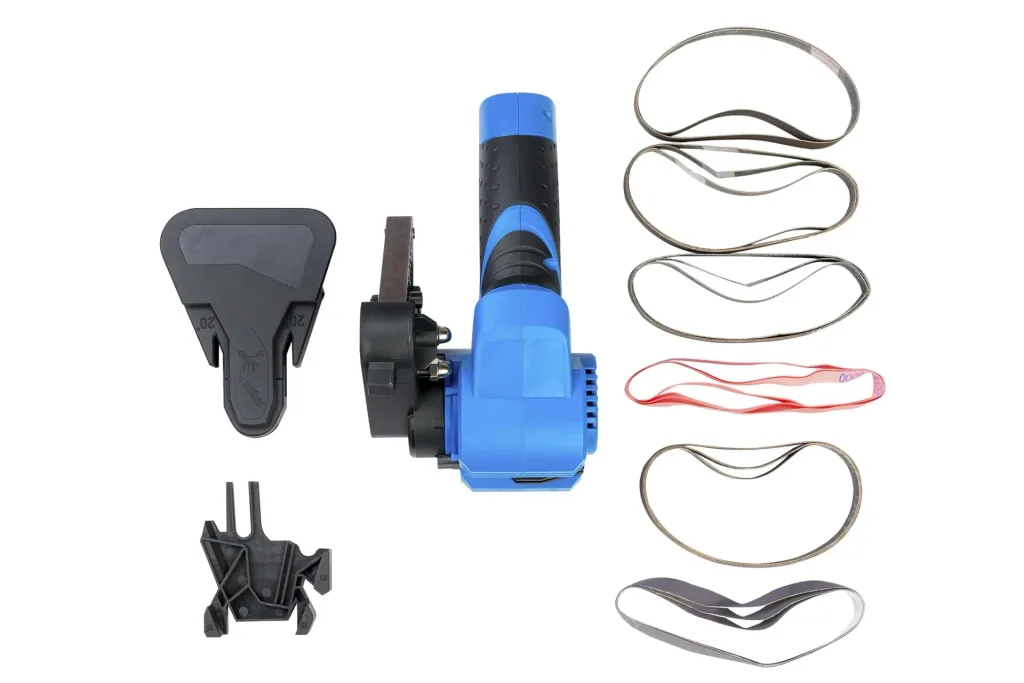 Akku Schleif- und Schärfgerät 7,2 Volt + 5-teiliges Schleifband-Set GRATIS dazu