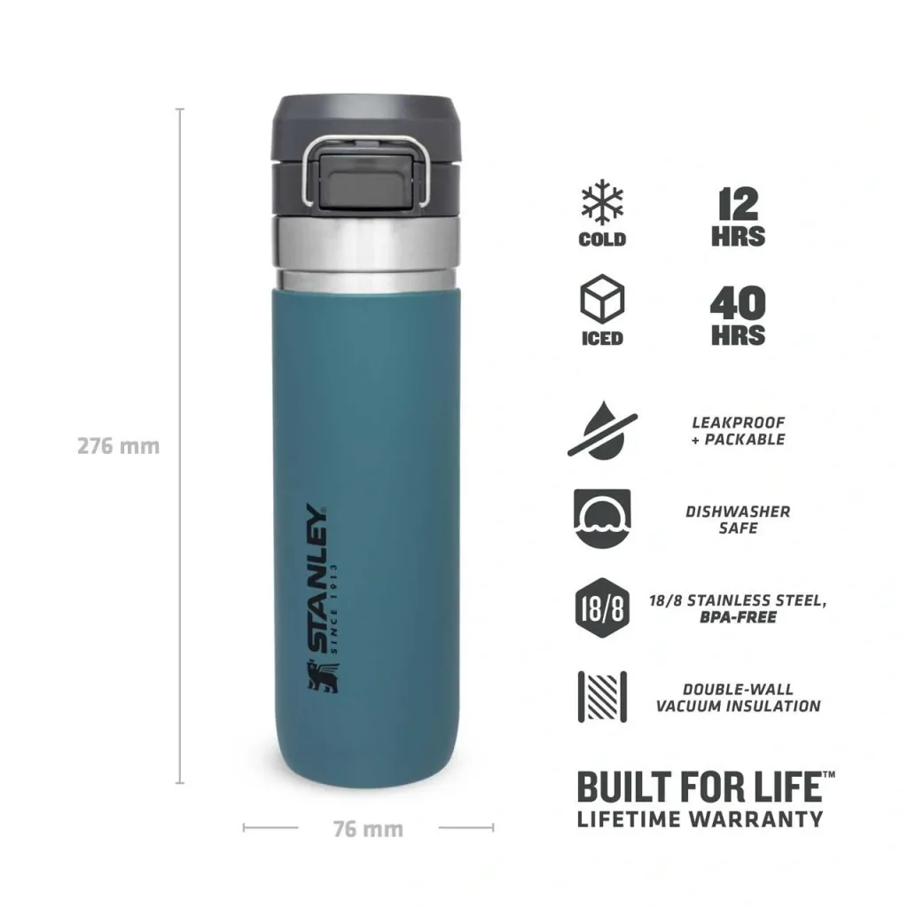 Quick Flip Water Bottle 0,7 l, Lagoon, Vakuumisolierung, Sicherheitsverschluss