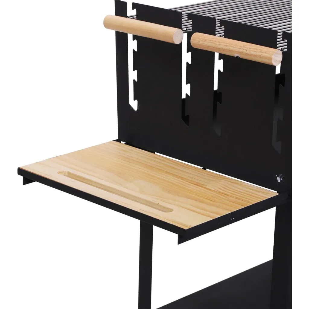 Kohlegrill Grillwagen Standgrill mit Windschutz 2 x Rost höhenverstellbar Metall Schwarz