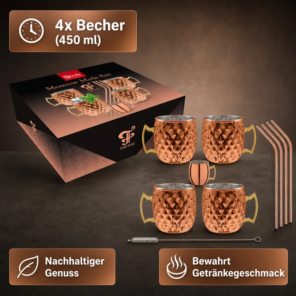 Diamond Moscow Mule Becher Set Kupfer