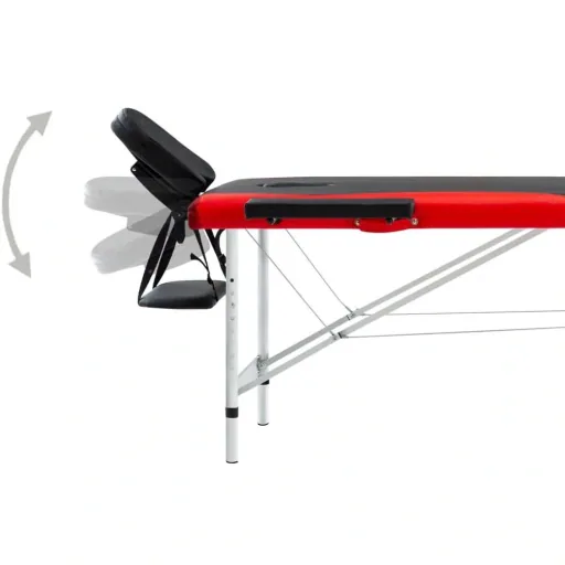 Klappbarer Massagetisch 2 Zonen Aluminium, schwarz und rot
