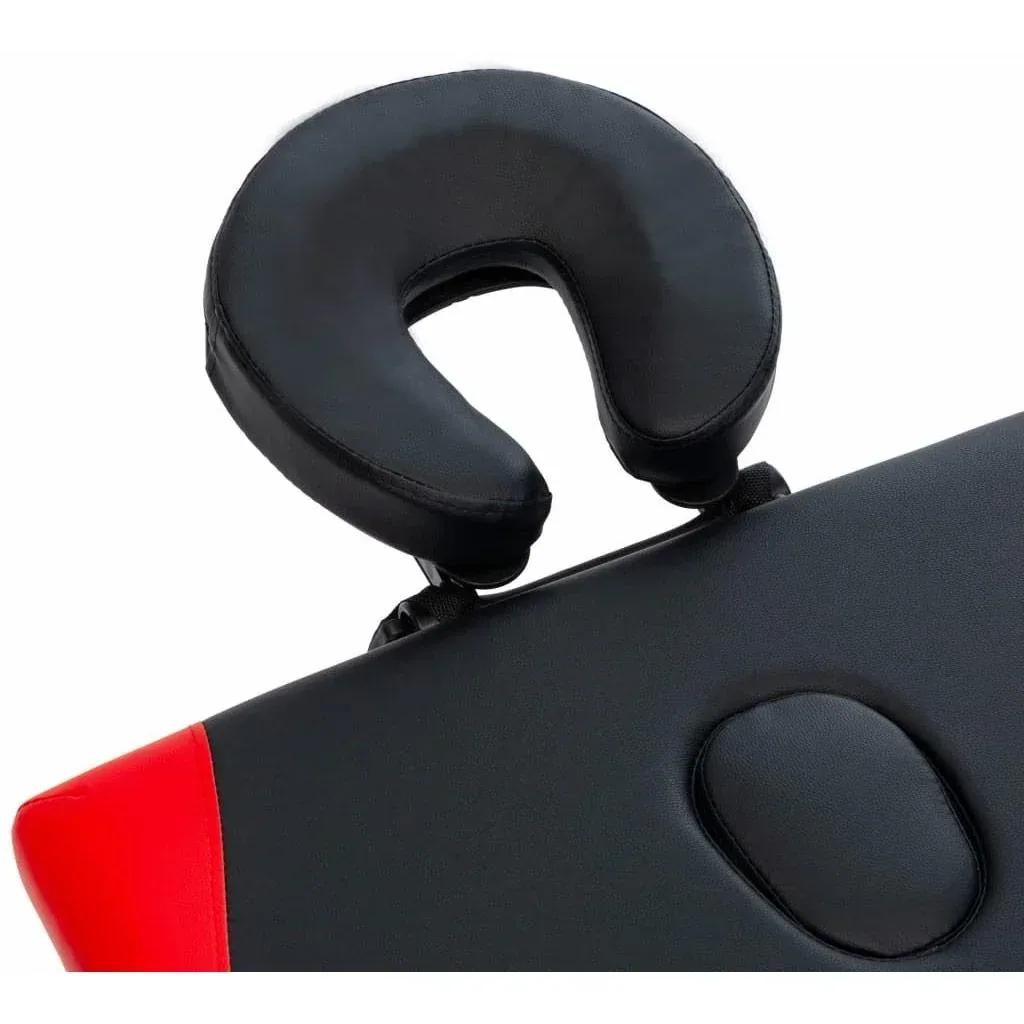 Klappbarer Massagetisch 2 Zonen Aluminium, schwarz und rot